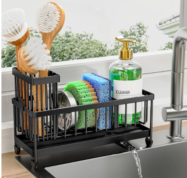 Sponge Holder for Kitchen Sink, Sink Organizer with Brush Holder