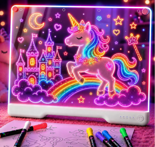 Geokay 16" Rechargeable LED Drawing Board with 9-Color Light Effects